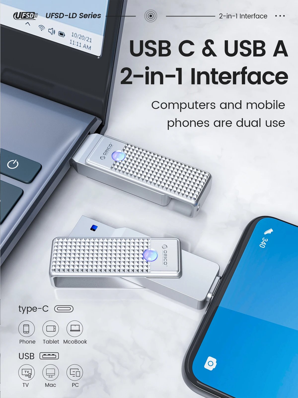 ORICO-UFSD-2-in-1-Type-C--USB-32-Flash-Drive-405MBs-High-Geschwindigkeit-Pendrive-64G128G256G512G-OT-2007459-5